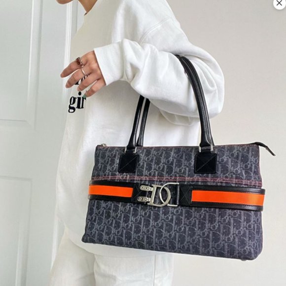 DIOR Christian Dior Denim Blue Trotter Flight Bag - Picture 2 of 16